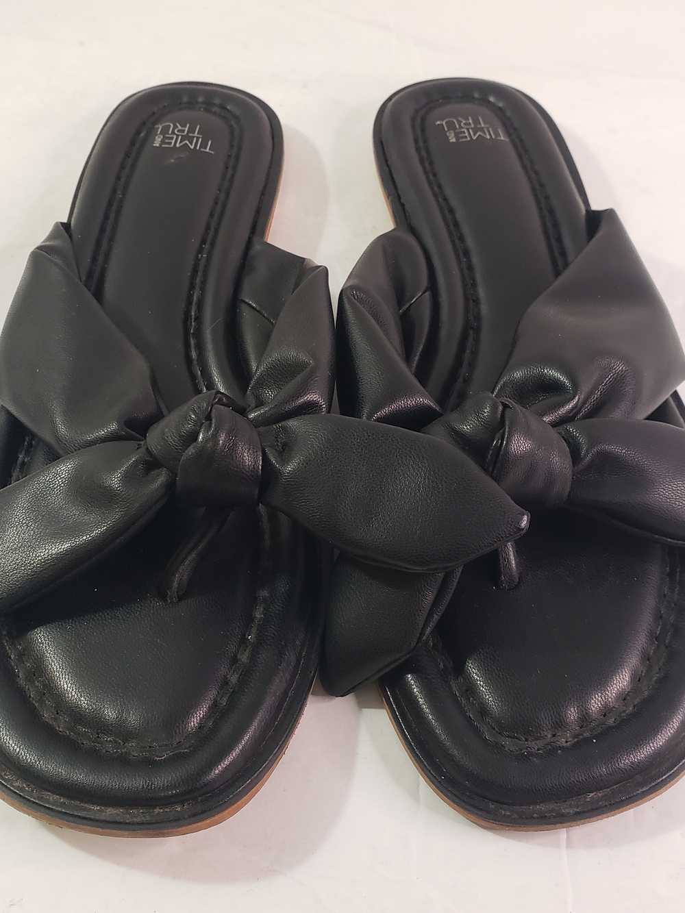 Time and Tru Black Knot-Top Slide Sandals Women -  Slip-On Sz: 9